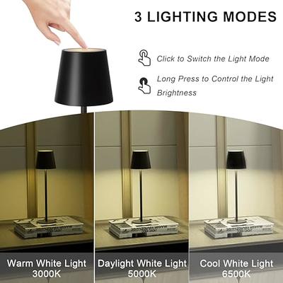 KDG 2 Pack Cordless Table Lamp,Portable LED Desk Lamp, 5000mAh Battery  Operated, 3 Color Stepless Dimming Up, for Restaurant/Bedroom/Bars/Outdoor  Party/Camping/Coffee Shop Night Light(Black) 