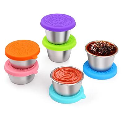 6 Pack Salad Dressing Container To Go,sauce Cups With Silicone Lid