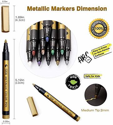 Colourcolor Metallic Marker Pens - Dual Tip Brush and Fine Point Pens for  DIY Album, Black Cards, Rock Painting, Card Making, Scrapbooking, Fabric,  Metal, Ceramics, Wine Glass, Set of 12 - Yahoo Shopping