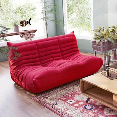 Magic Home Comfy Lazy Floor Sofa 34.25 in. 1-Seat Chair Teddy Velvet Bean Bag Armless Foam-Filled Thick Couch with Ottoman, Red