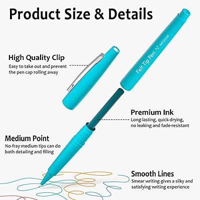 Lelix Felt Tip Pens, 30 Colors & 15 Black Medium Point Felt Pens, Colored  Pens For Journaling, Writing, Note Taking, Planner Coloring, Perfect for  Art