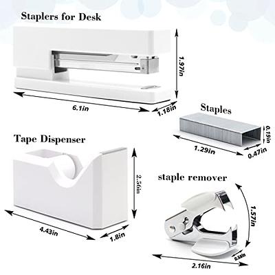White Office Supplies, White Desk Accessories, Stapler and Tape Dispenser,  Scissors, Pen, Tape Measure, Utility Knife, White Office Supplies Nonslip