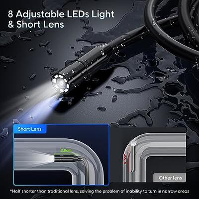 Endoscope Camera With Light, 1920P HD Borescope With 8 Adjustable LED Lights, Endoscope With 16.4ft Semi-Rigid Snake Camera, 7.9mm IP67 Waterproof