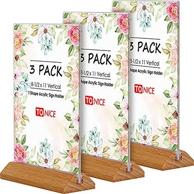 JINMURY 3 Clear Acrylic Sign Holder Stand-10 Pack Acrylic Stands for Acrylic Wedding Table Number Signs, Acrylic Card Holder, Clear Base for 5x7