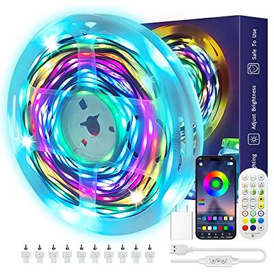 USB 5050 LED Light Strips 32.8ft, 16 Million Colors Changing, Built-In Mic Music Mode, Smart Circuit Protection Lights Strip with 3 Controller options