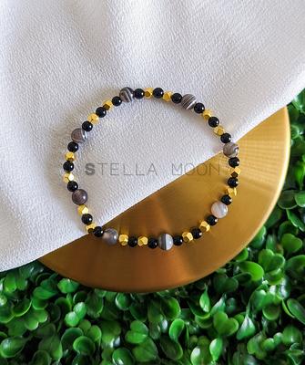 Gold Beaded Gemstone Bracelet, Minimalist