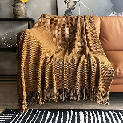 inhand Knitted Throw Blankets for Couch and Bed, Soft Cozy Knit Blanket  with Tassel, Off White Lightweight Decorative Blankets and Throws,  Farmhouse