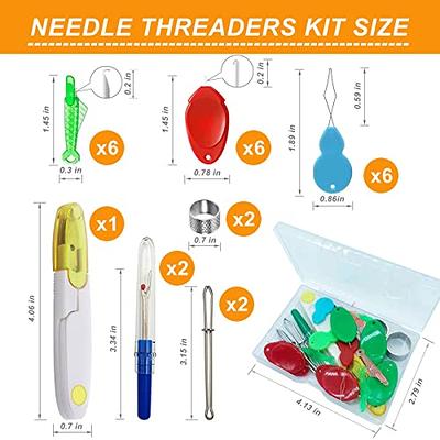 Needle Puller, 3 in 1 Thread Cutter Sewing Thimble Shielded  Protector Pin Needles Quilting Craft Accessories DIY Sewing Tools(Blue)