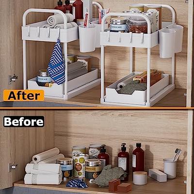 WAKISA 2 Pack Under Sink Organizer, 2 Tier Under Sink Organizers and Storage  Kitchen Cabinet Sink Organizer Shelf Rack with 4 Hanging Cups and 5 Hooks  for Bathroom Kitchen Office Home Storage - Yahoo Shopping