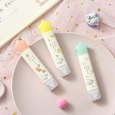 White Out Correction Tape Pen,Cute Japan White Out Pen,with Easy to Use Kawaii Pen Applicator 3pcs, Yellow
