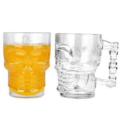 Wwyybfk Beer Mug Set, Freezer Glasses Beer Mug with Handle, 18oz Skull Beer Glasses Cups for Men, Bar, Beverage, Dishwasher Freezer Safe 510ml 4-Pack