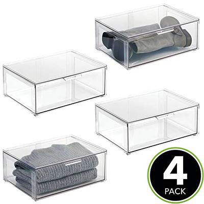 mDesign Plastic Stackable Kitchen Storage Organizer, Front Pull Drawer -  Clear