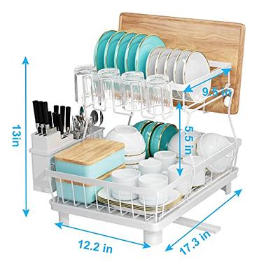 7 code Large Dish Drying Rack, 2-Tier Dish Racks for Kitchen Counter,  Detachable Large Capacity Dish Drainer Organizer with Utensil Holder, Dish  Drying Rack with Drain Board, White - Yahoo Shopping