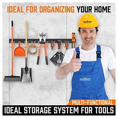 HORUSDY 64 Inch Adjustable Storage System, Wall Mount Tool Organizer,  Hangers for Mop and Broom Holder Shovel, Rake, Broom Etc. - Yahoo Shopping