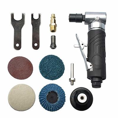 1/4 air die grinder with 20 pcs sanding discs, right angle, ergonomic  grip, polished angle pneumatic die grinder, air die grinder kit