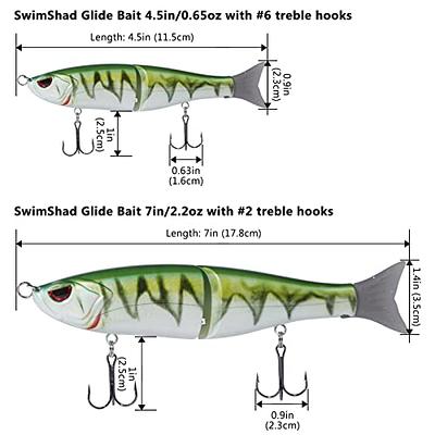  Bassdash SwimShad Glide Baits Jointed Swimbait Bass Pike  Salmon Trout Muskie Fishing Lure