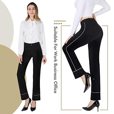 PUWEER Black Dress Pants for Women Business Casual High Waisted