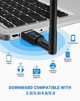 ZEXMTE Long Range USB Bluetooth Adapter for PC 5.1 USB Bluetooth Dongle  with High Gain Antenna,Class 1 Wireless Bluetooth Receiver 328FT /
