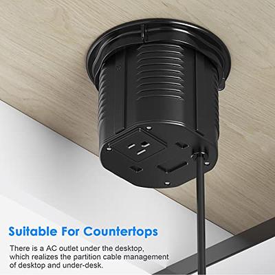 XBA Pop Up Outlet with 15W Wireless Charger, 4 AC Plug 1 USB-A and 1 USB-C,  Electrical Desk Power Grommet for Kitchen Countertop, 4.7'' Hidden