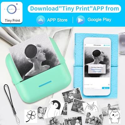 Eschen Pocket Mini Printer, Portable Printer with 6 Rolls Printing Paper  for iOS Android Smartphone, Label Receipt Sticker Photo List Notes Inkless