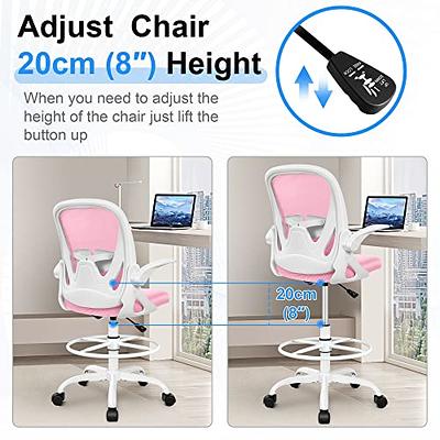 Drafting Chair, Tall Office Chair with Flip-Up Armrests Executive Ergonomic Computer Standing Desk Chair, Office Drafting Chair with Lumbar Support