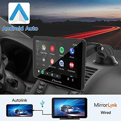 7 Inch Wireless Apple Carplay & Android Auto, AotuLink Portable Car Stereo,  HD Touch Screen with Mirror Link, Multimedia Player, Bluetooth, AUX/FM