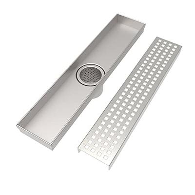 12 in. Stainless Steel Linear Shower Drain with Square Hole Pattern Drain  Cover in Brushed Nickel