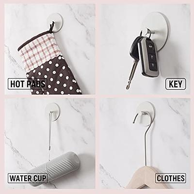 4 Pcs White Towel Adhesive Hooks for Tile Wall Stainless Steel