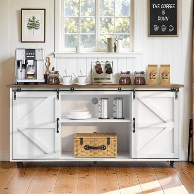 Farmhouse Coffee Bar Cabinet with Storage, 58''Buffet Sideboard