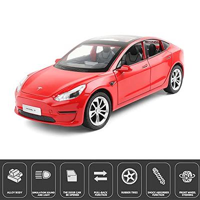 1:24 Scale Tesla Model 3 Alloy Car Model Diecast Toy Vehicles for Kids,  Tesla car Model，Pull Back Alloy Car with Lights and Music,Children's  Birthday