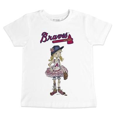 Toddler Tiny Turnip Navy Atlanta Braves Baseball Bow T-Shirt Size: 2T