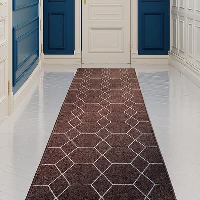 Sweet Home Stores Ribbed Waterproof Non-Slip Rubber Back Solid Runner 2 ft. W x 20 ft. L Gray Rug Polyester Garage Flooring