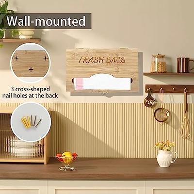 Trash Bag Holder for Kitchen Organizers and Storage, Wooden Farmhouse  Plastic Bag Holder Wall Mounted, Trash Bag Dispenser for Kitchen  Countertop