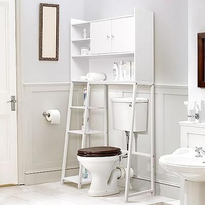 Gymax Bathroom Wood Organizer Shelf Over-the-Toilet Storage Rack w/Cabinet Spacesaver