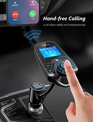 Upgraded Bluetooth FM Transmitter for Car, Wireless Radio Adapter Kit W  1.8 Color Display Hands-Free Call AUX in/Out SD/TF Card USB Charger QC3.0  for