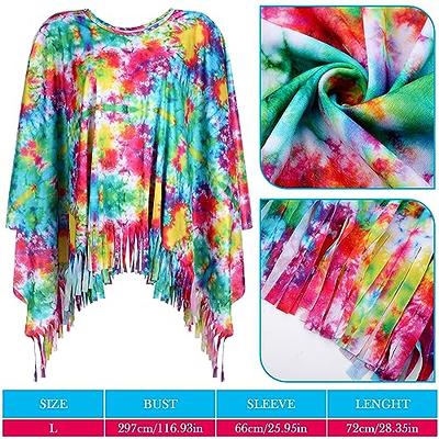  Unittype Women Hippie Costume Set Tie Dye Poncho Costume  Carnival Halloween Peace Accessories for Party(XXL) : Clothing, Shoes &  Jewelry