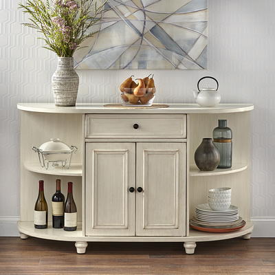 HOMCOM Rustic Barn Door Storage Cabinet/Farmhouse Buffet Sideboard Coffee Bar with Wine Racks for Kitchen White