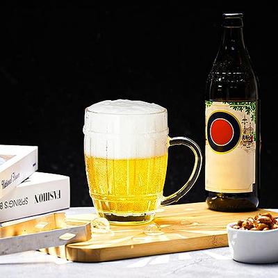 CREATIVELAND Barrel Glass Beer Mugs - Set of 4 Freezer Beer Glasses with  Handle - Geometric Beer Stein Household Cup - Retirement Gifts for Men  (Barrel, 590ml/20oz) - Yahoo Shopping