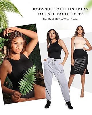 FeelinGirl Bodysuit Shapewear Seamless Body Suits Women Tummy Control Thong  Shapewear Sleeveless Crew Neck Shaper Tank Tops : : Clothing