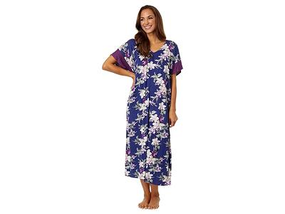 Tommy Bahama Short Sleeve Caftan (Navy Floral) Women's Pajama