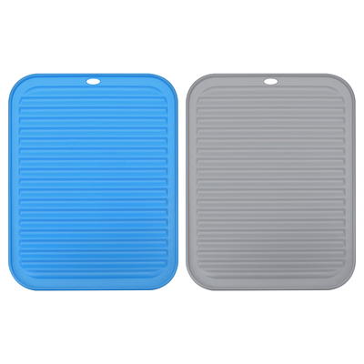 Unique Bargains Silicone Dish Drying Mat Set, 3pcs 12x9 Drain Pad, Yellow Blue Green - 12 x 9 x 0.24 inch