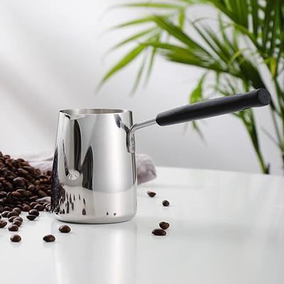 350ml Milk Warmer Pot, Coffee Pot, Stainless Steel Stovetop Melting, Silver