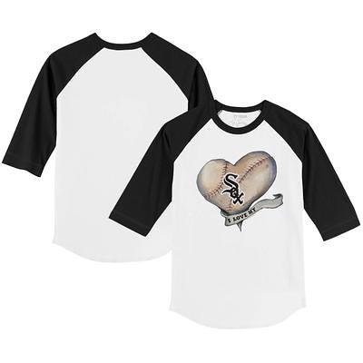 Women's Tiny Turnip White Chicago Sox Heart Banner T-Shirt Size: 3XL