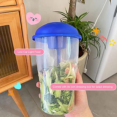 Portable Salad Cup to Go with Fork & Salad Dressing Holder- Low