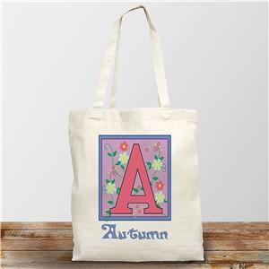 Personalized Floral Initial Canvas Tote Bag for Everyday Use 