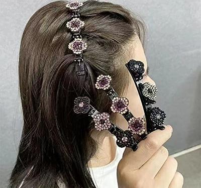 Braided Hair Clip with 3 Small Clips, Sparkling Crystal Stone