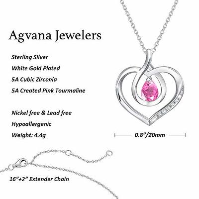 AGVANA October Birthstone Jewelry Pink Tourmaline Necklace for