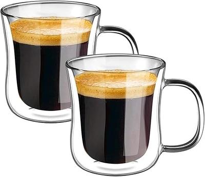 Sweese 5oz Double Wall Glass Espresso Cups Set of 2, Insulated  Glass Coffee Cups with Handle Perfect for Cappuccino, Latte, Tea, Clear  Glass Espresso Shot Cups Suitable for Espresso Machine