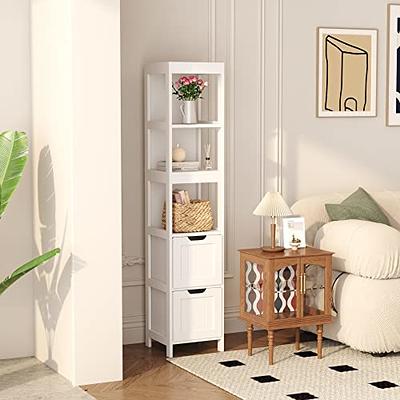 kleankin Tall Bathroom Cabinet, Slim Bathroom Storage Cabinet, Narrow Floor  Cabinet with 3 Drawers and 2 Open Shelves, Linen Tower for Small Space