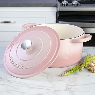 Crock-pot 2 Piece Artisan 5 Quarts Enamled Cast Iron Dutch Oven in Blush Pink